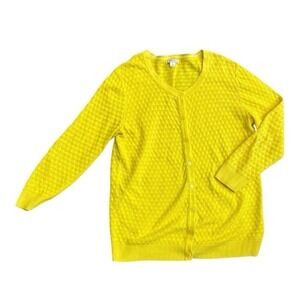 Merona Women's Bright Yellow Textured Knit Button Front Cardigan Cotton